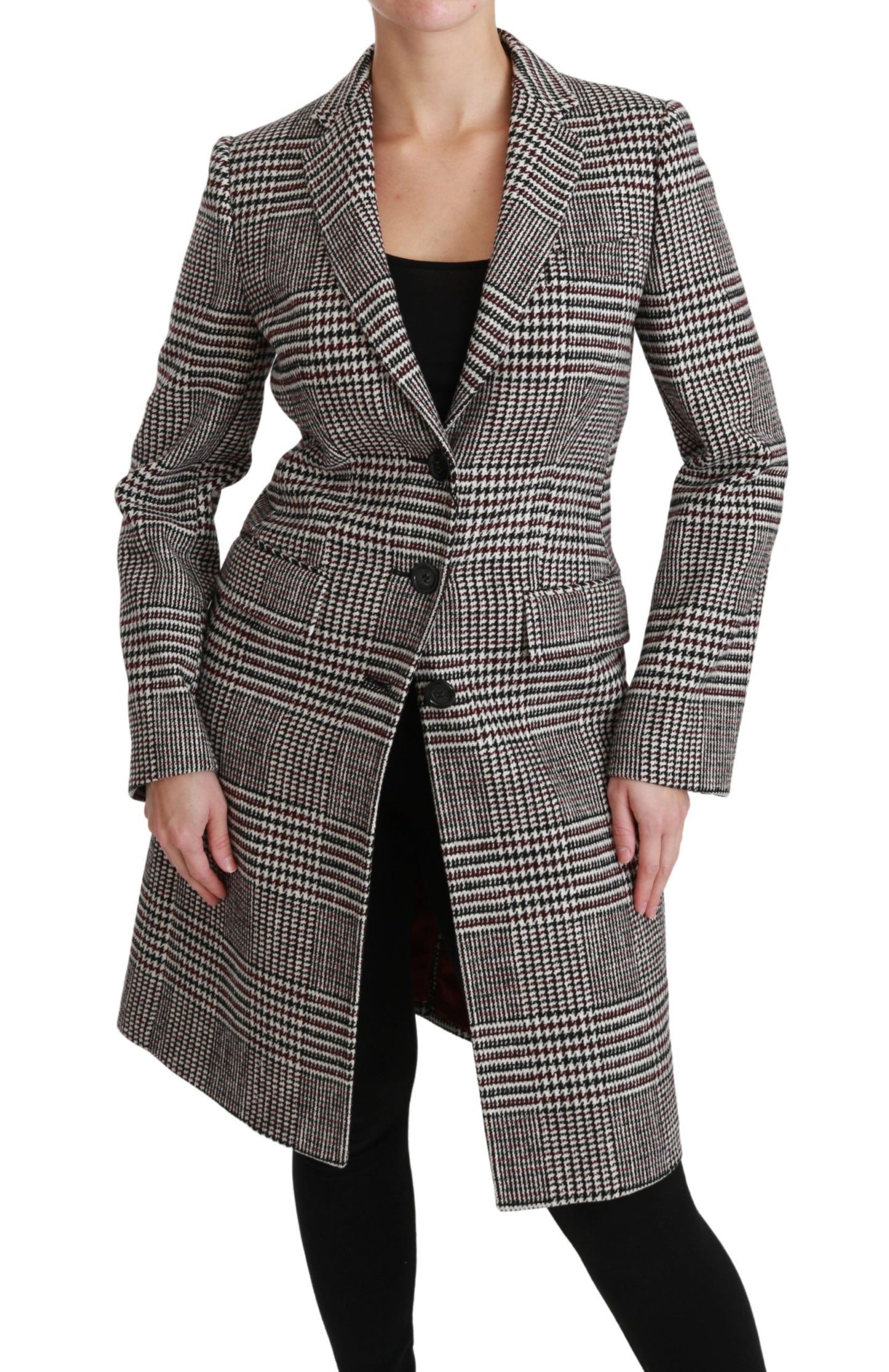 Dolce & Gabbana Elegant Multicolor Checked Knee-Length Jacket Coat IT40 | S