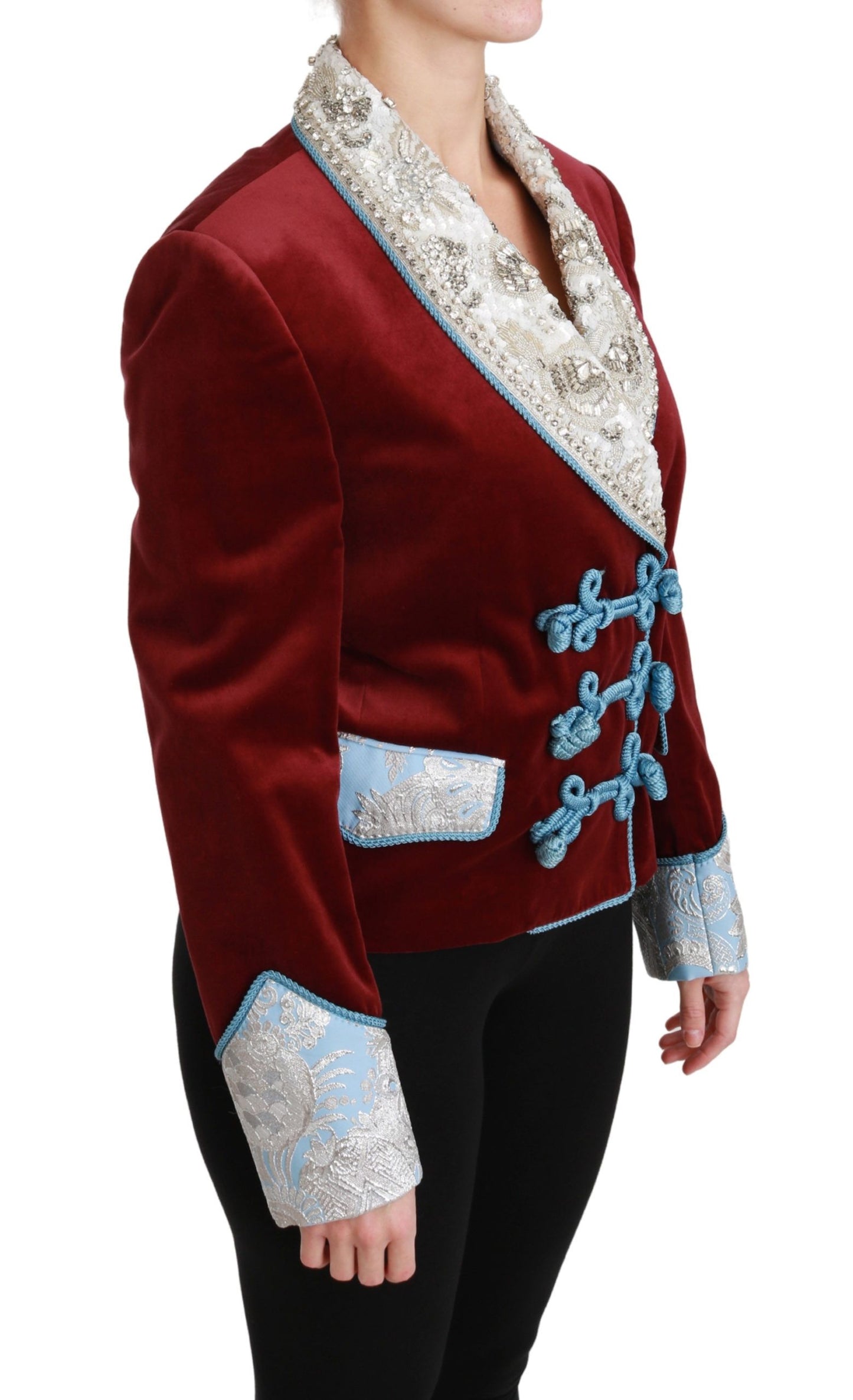 Dolce & Gabbana Opulent Red Baroque Detail Blazer