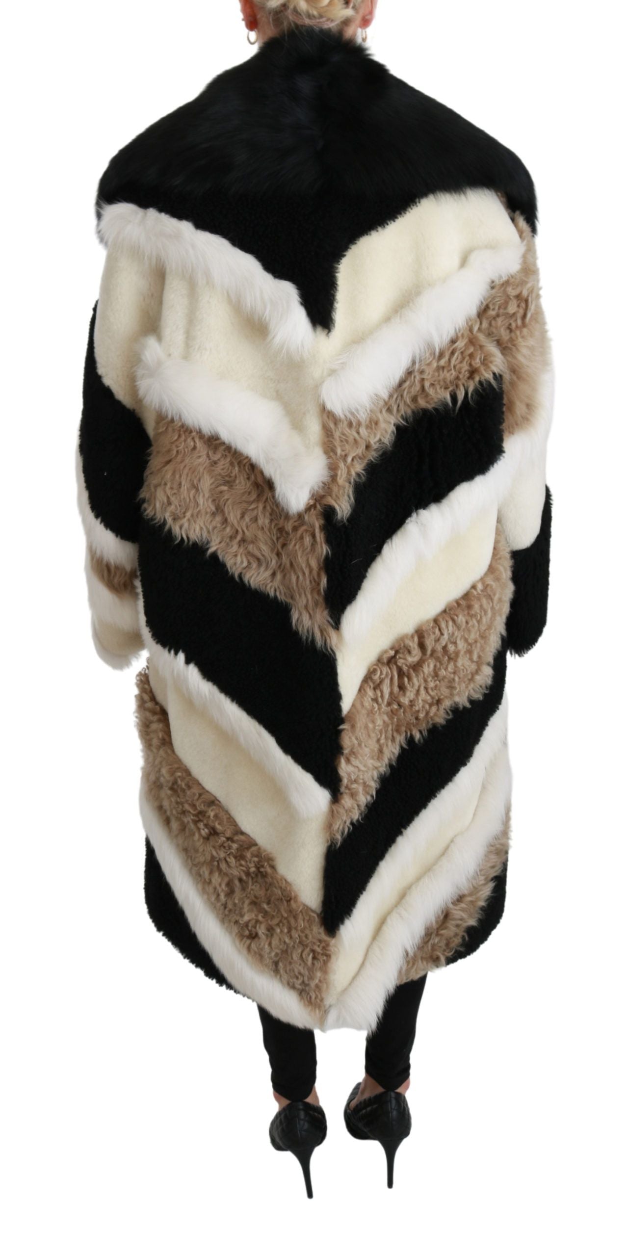 Dolce & Gabbana Elegant Multicolor Shearling Cape Coat IT40 | M