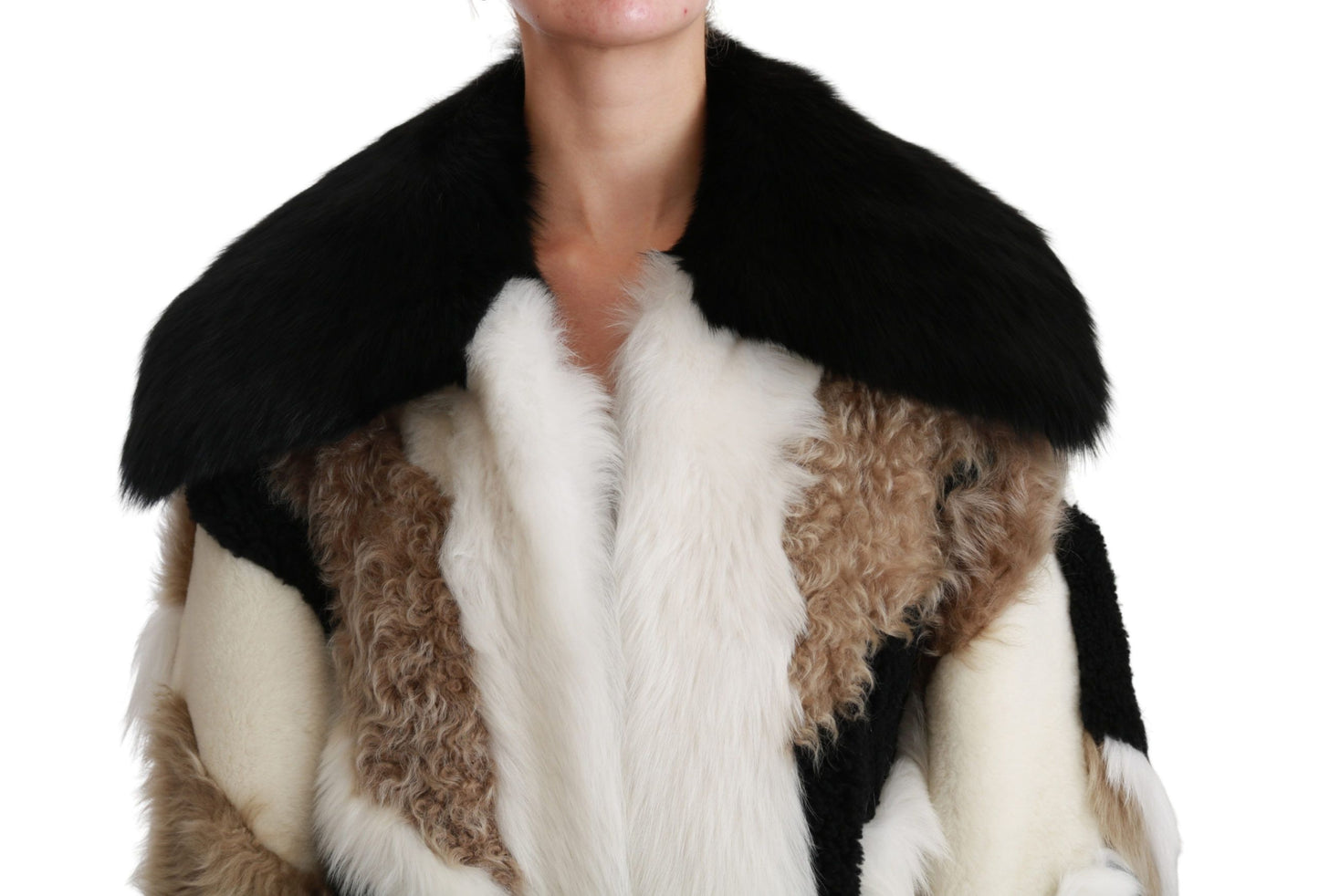 Dolce & Gabbana Elegant Multicolor Shearling Cape Coat IT40 | M