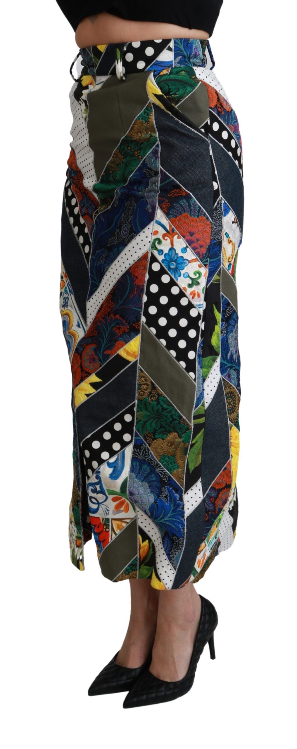 Dolce & Gabbana Elegant Geometric Print High-Waist Skirt IT40 | S