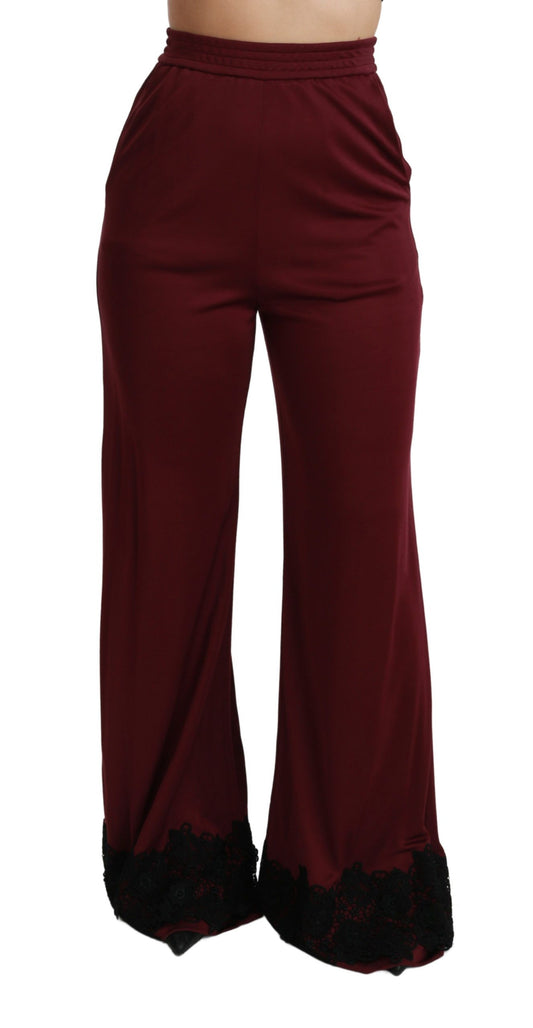 Dolce & Gabbana Elegant Maroon High Waist Wide Leg Trousers IT40 | S