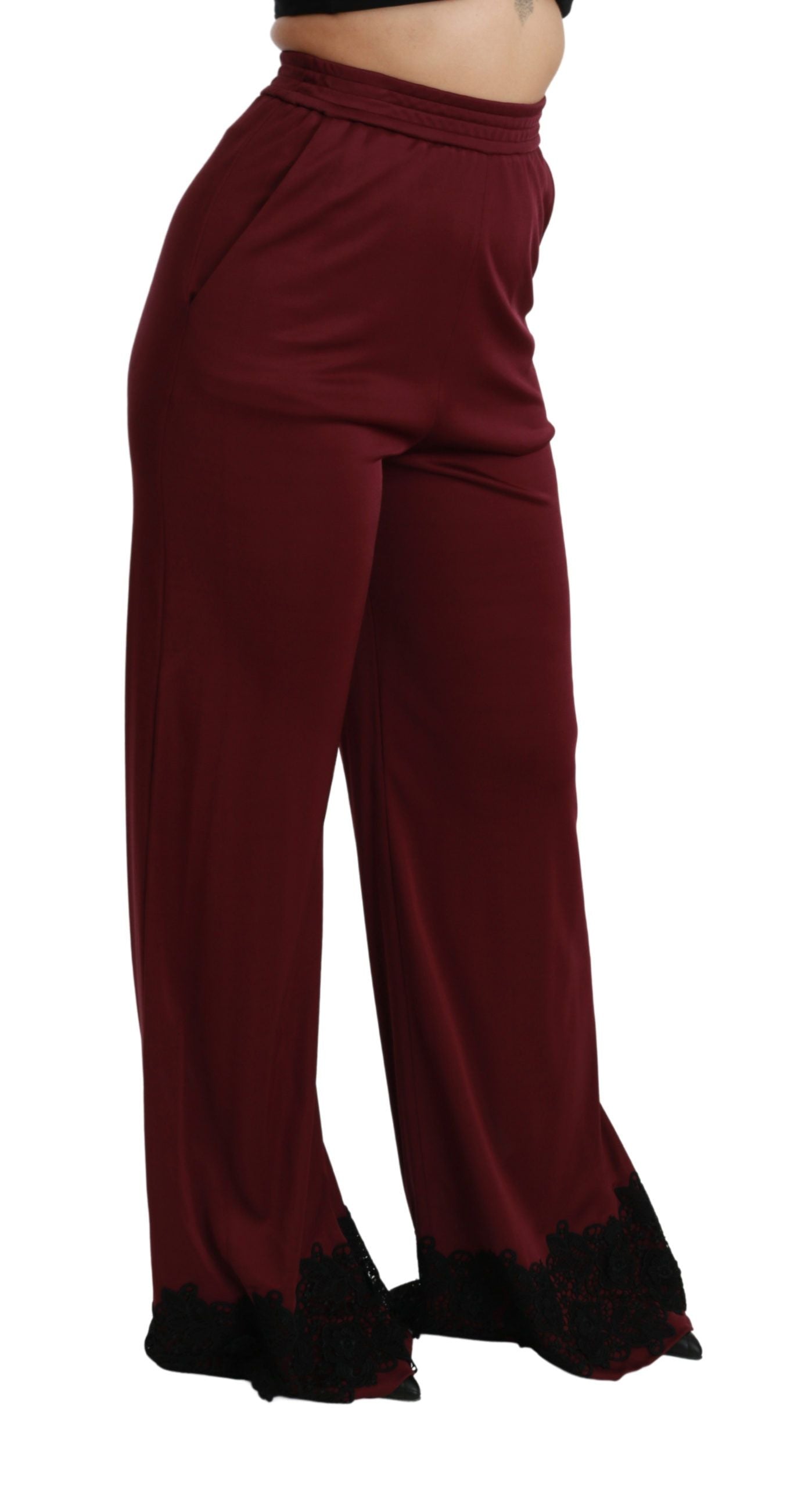 Dolce & Gabbana Elegant Maroon High Waist Wide Leg Trousers IT40 | S