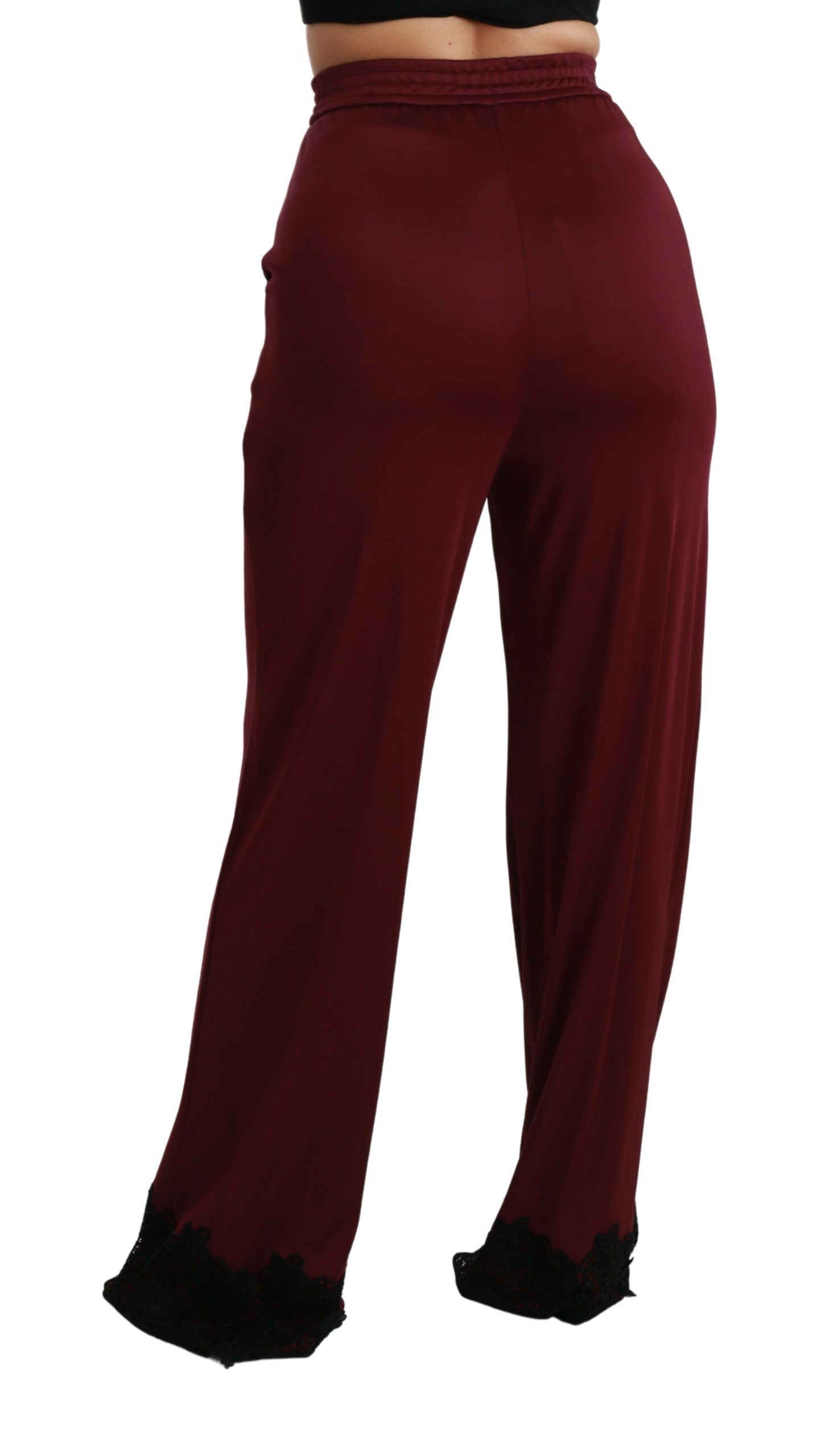 Dolce & Gabbana Elegant Maroon High Waist Wide Leg Trousers IT40 | S