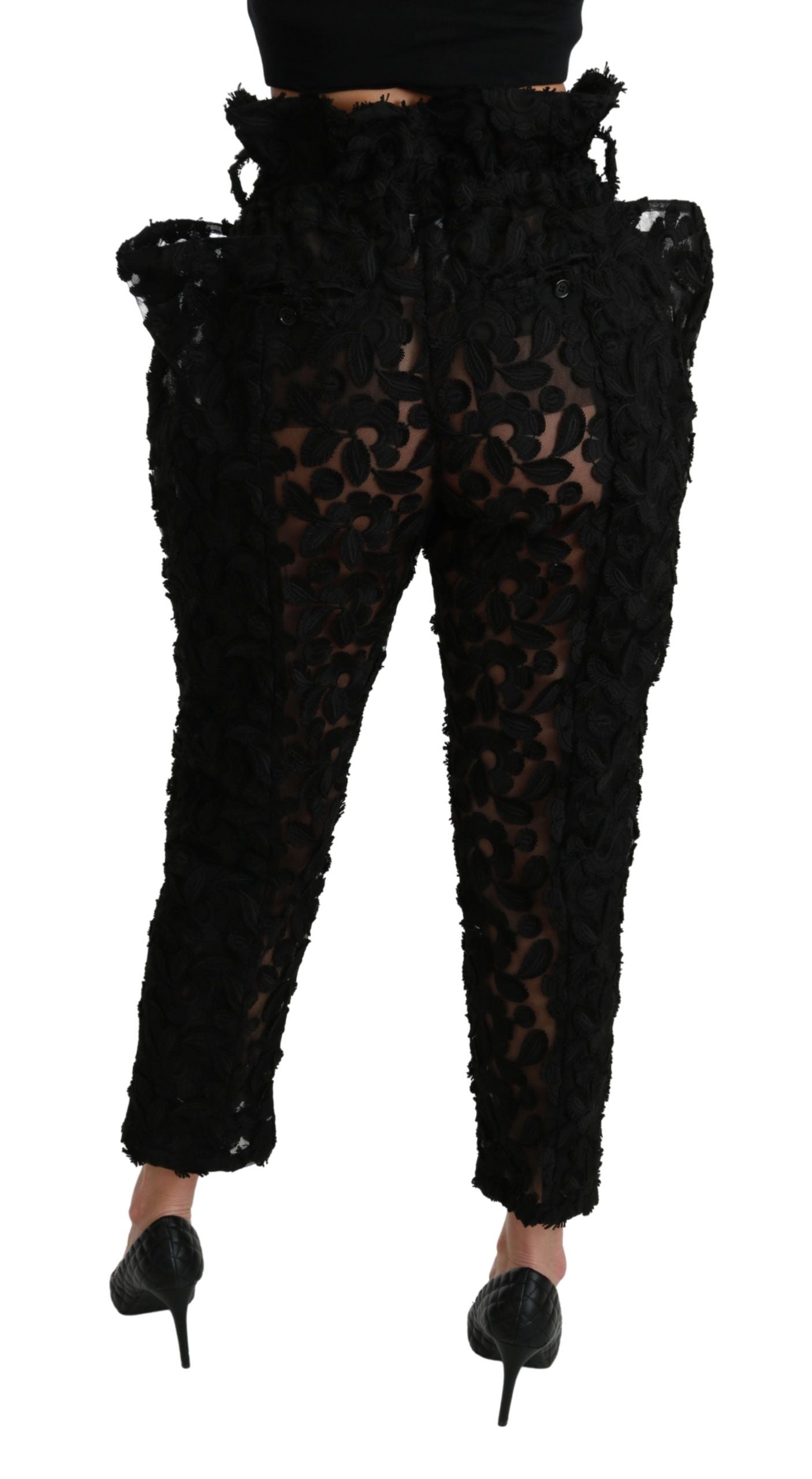 Dolce & Gabbana Chic Tapered High Waist Lace Pants IT40 / S