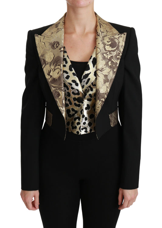 Dolce & Gabbana Opulent Black Gold Floral Jacket and Vest Ensemble IT40 | S