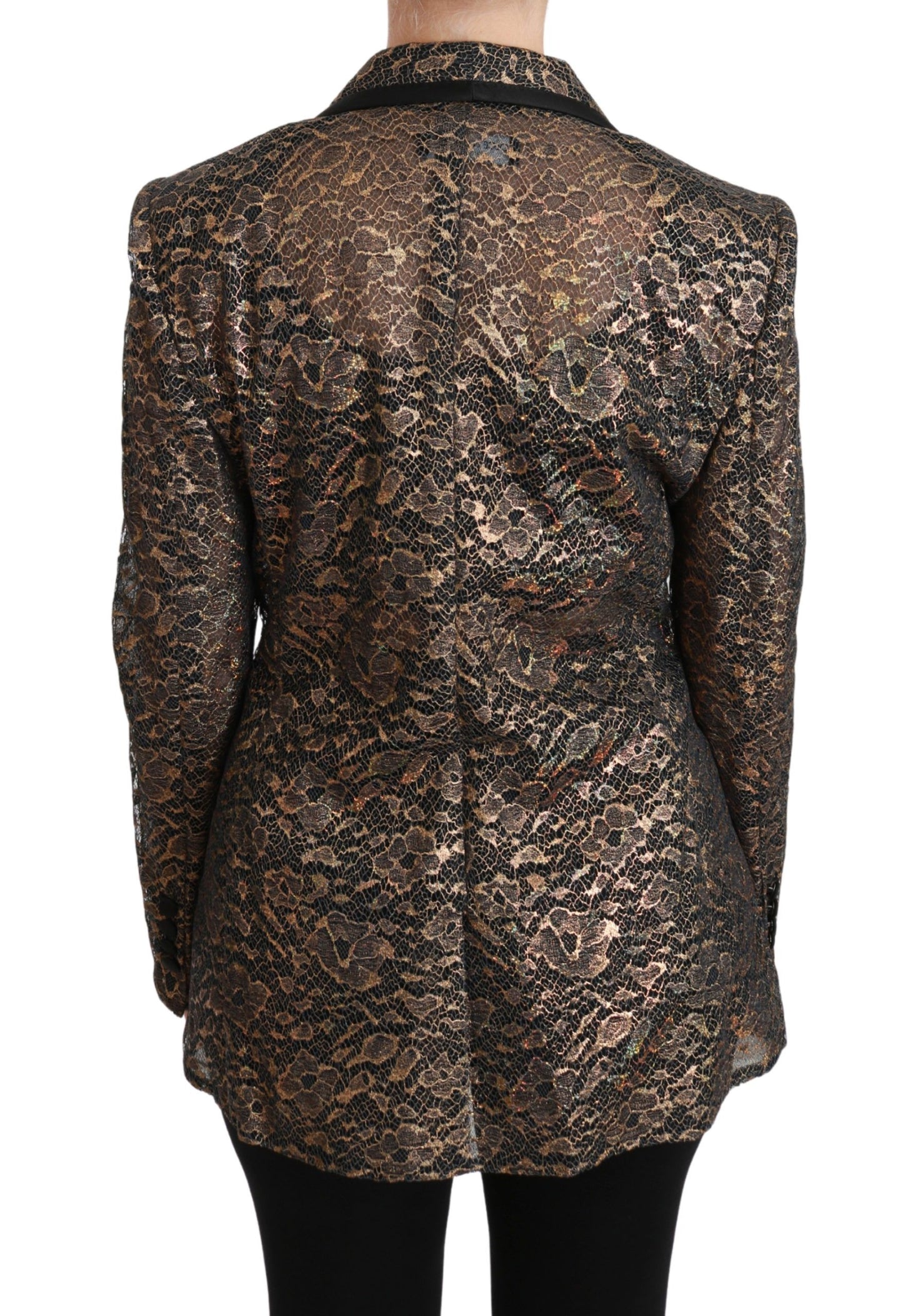 Dolce & Gabbana Elegant Gold Floral Lace Blazer Jacket IT44 / L