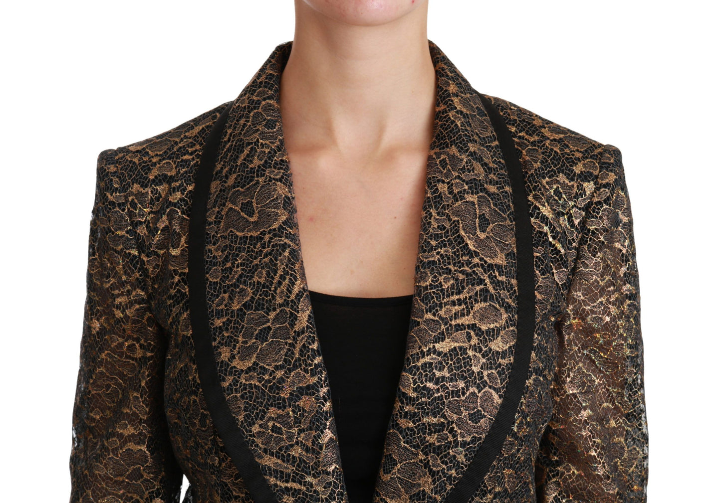 Dolce & Gabbana Elegant Gold Floral Lace Blazer Jacket IT44 / L