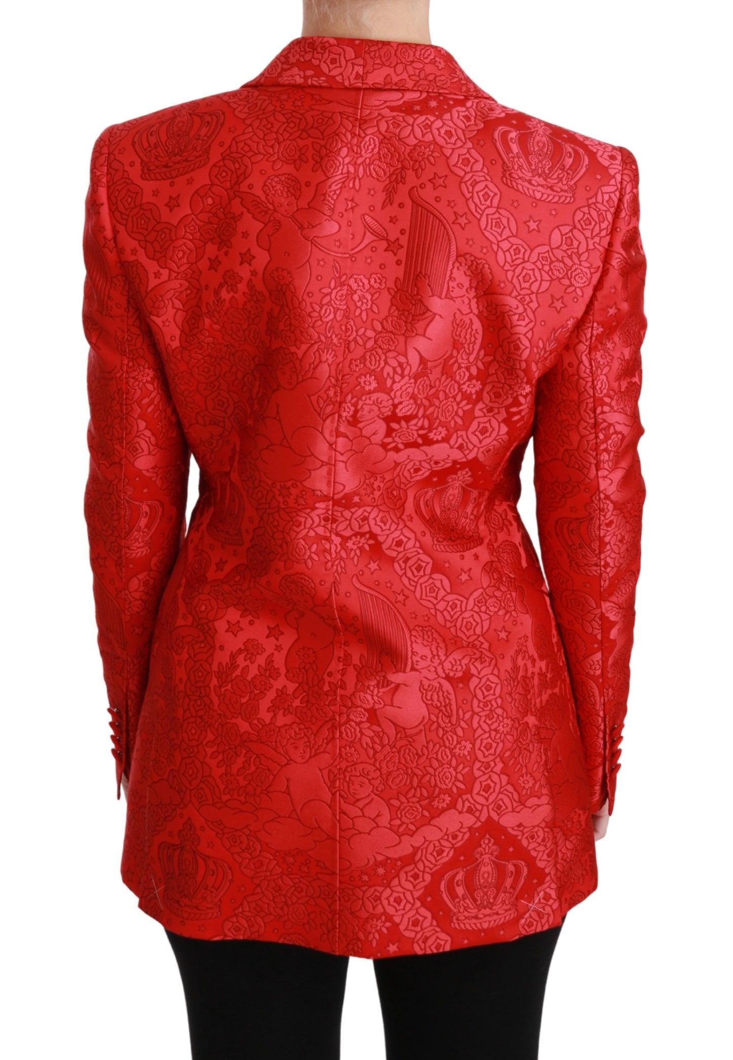 Dolce & Gabbana Red Floral Angel Pattern Blazer  IT46 / L