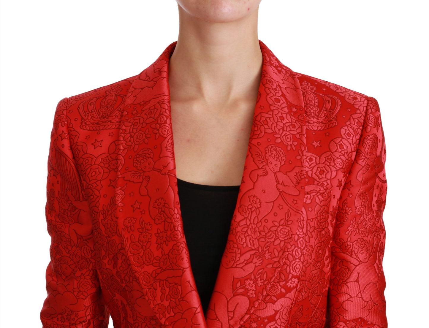 Dolce & Gabbana Red Floral Angel Pattern Blazer  IT46 / L