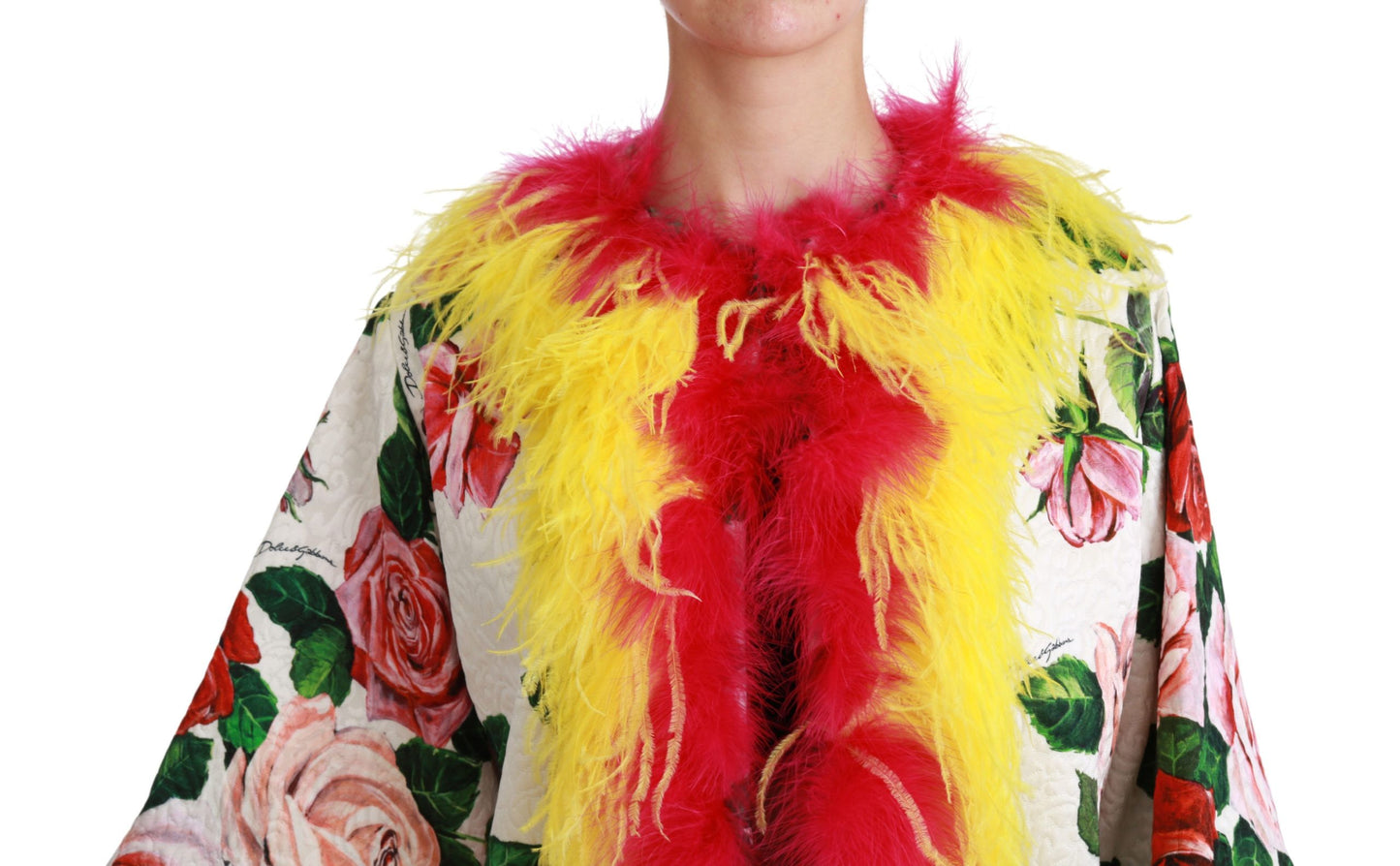 Dolce & Gabbana Elegant Floral Cape Jacket with Fur Details IT40 | S