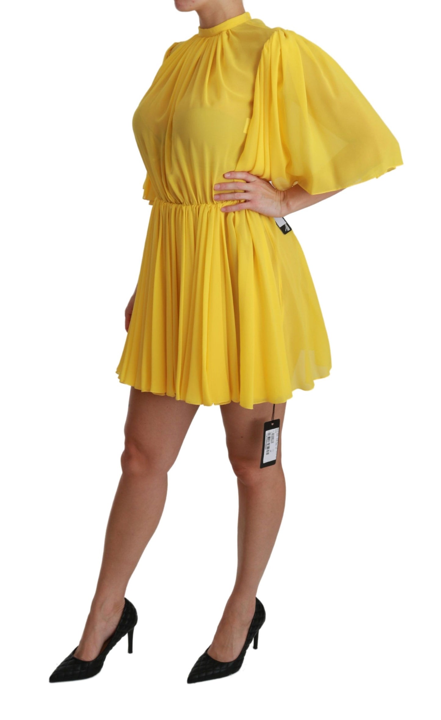 Dolce & Gabbana Silk Pleated A-line Mini Dress in Sunshine Yellow IT40 | S