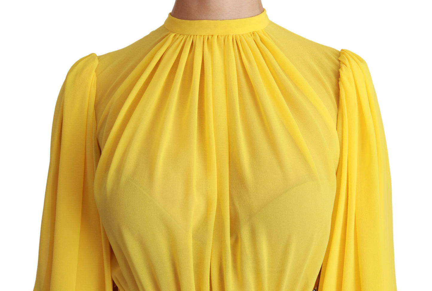 Dolce & Gabbana Silk Pleated A-line Mini Dress in Sunshine Yellow IT40 | S