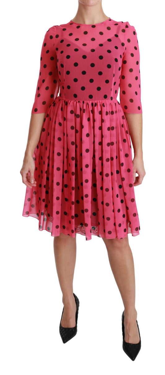 Dolce & Gabbana Elegant Polka Dot A-Line Knee Length Dress IT38 | XS