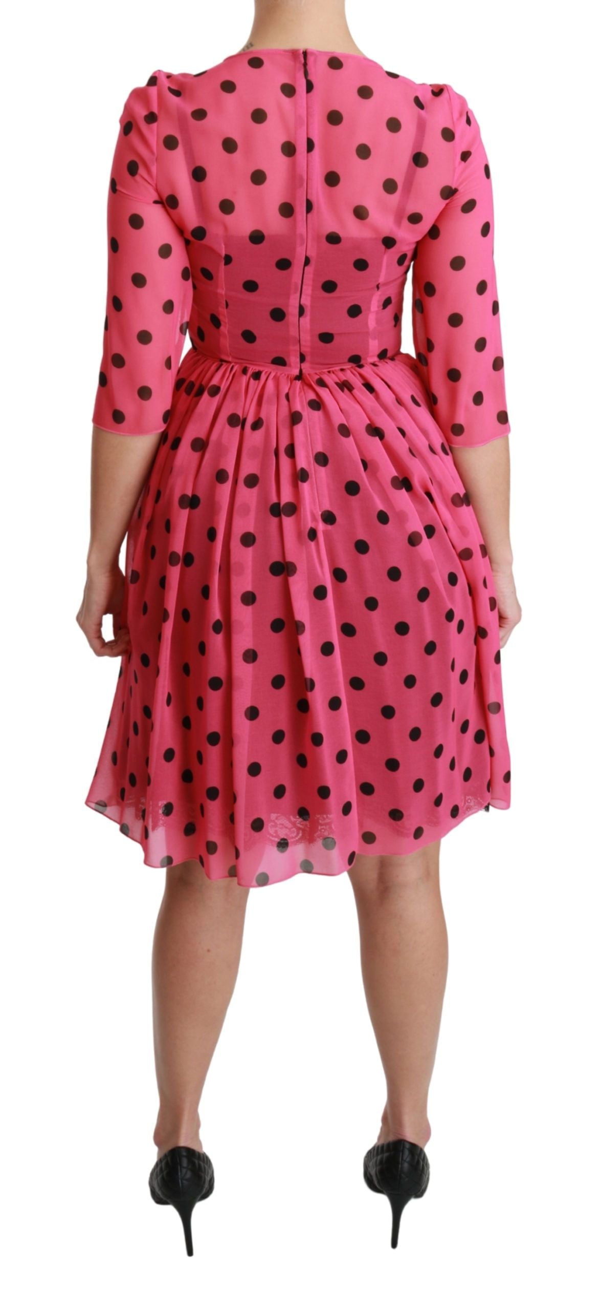 Dolce & Gabbana Elegant Polka Dot A-Line Knee Length Dress IT38 | XS