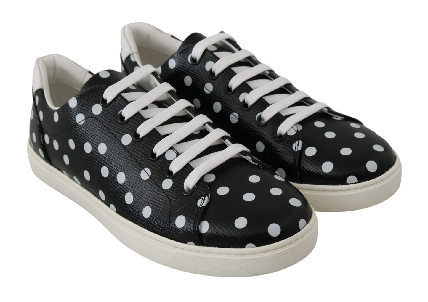 Dolce & Gabbana Black Polka Dotted Leather Sneakers EU35.5 / US5