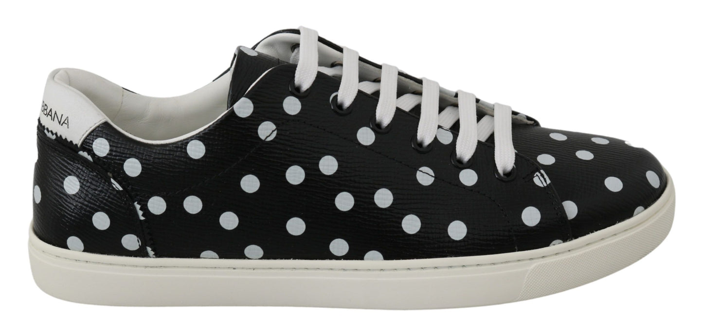 Dolce & Gabbana Black Polka Dotted Leather Sneakers EU35.5 / US5