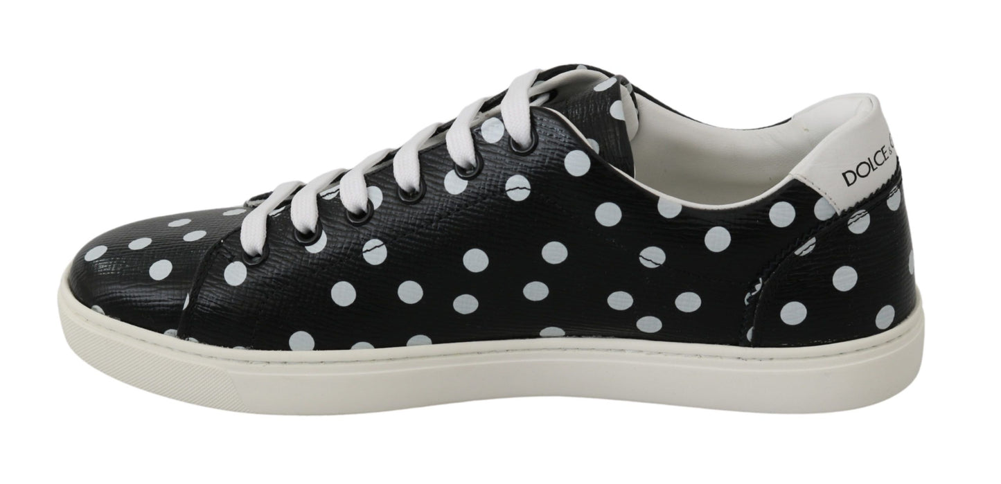 Dolce & Gabbana Black Polka Dotted Leather Sneakers EU35.5 / US5