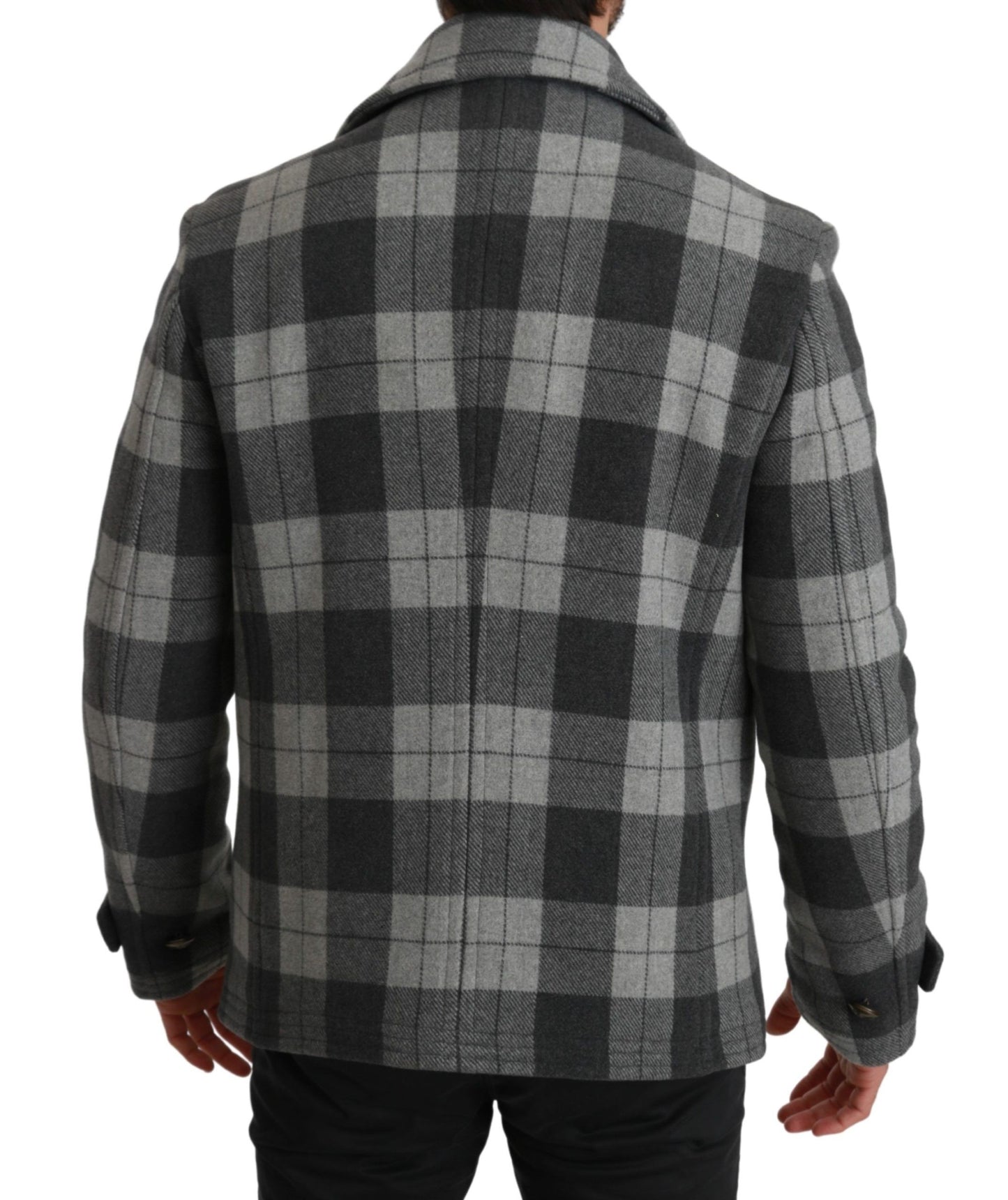 Dolce & Gabbana Elegant Gray Check Double Breasted Coat IT44 / XS