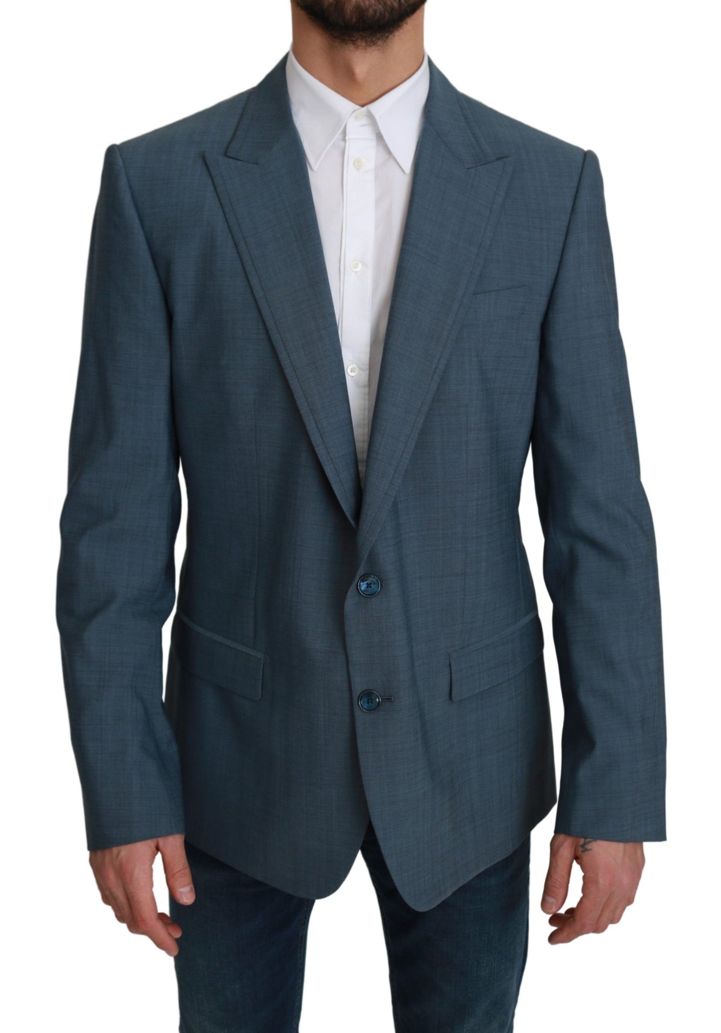 Dolce & Gabbana Elegant Light Blue Slim Fit Blazer IT54 / XL