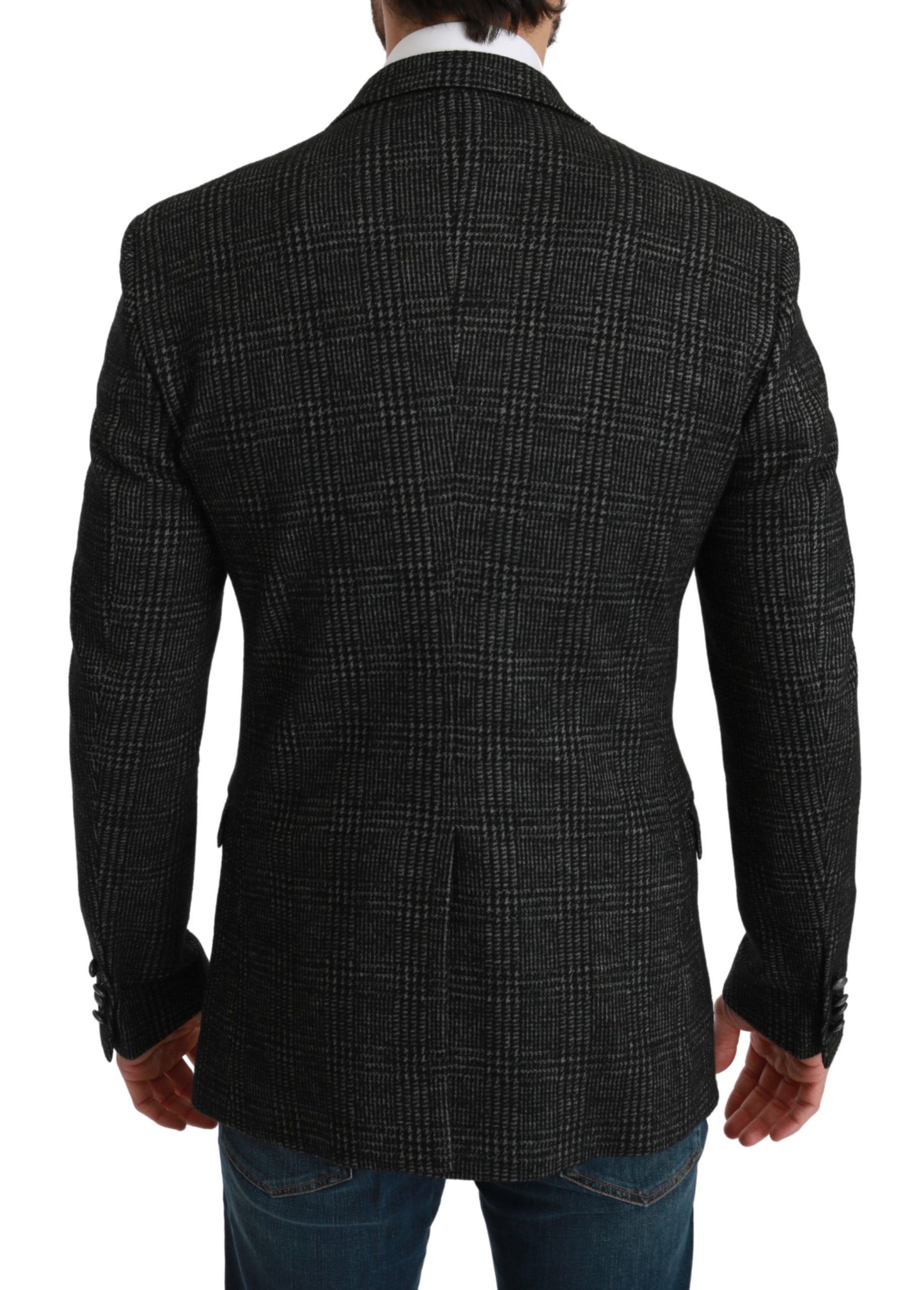 Dolce & Gabbana Elegant Gray Plaid Slim Fit Blazer IT46 / S