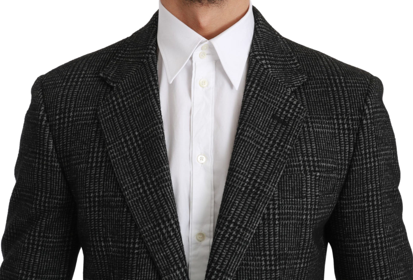 Dolce & Gabbana Elegant Gray Plaid Slim Fit Blazer IT46 / S