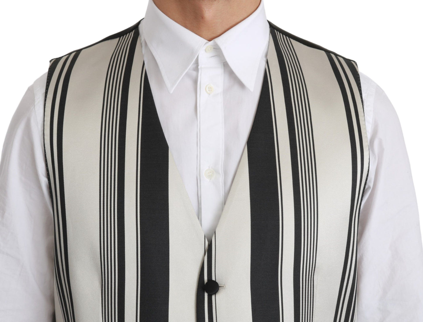 Dolce & Gabbana Stripe Cotton Silk Dress Vest IT48 / M