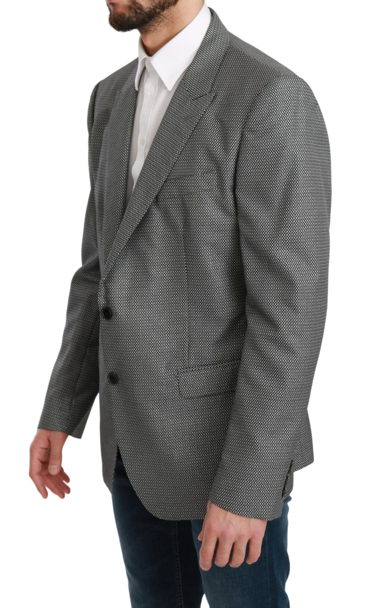 Dolce & Gabbana Elegant Gray Fantasy Pattern Slim Fit Blazer IT54 / XL