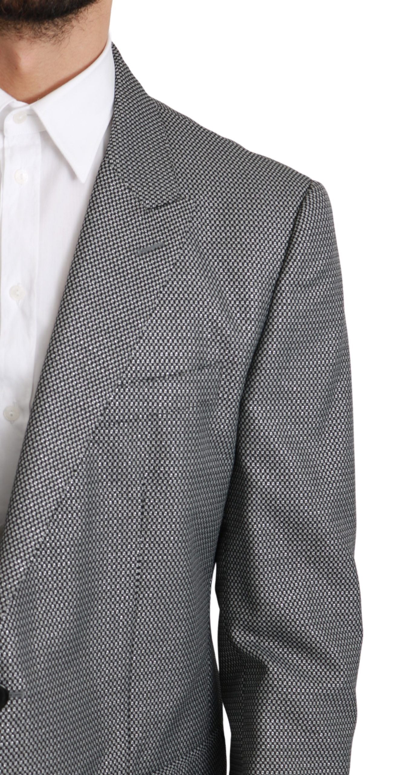 Dolce & Gabbana Elegant Gray Fantasy Pattern Slim Fit Blazer IT54 / XL