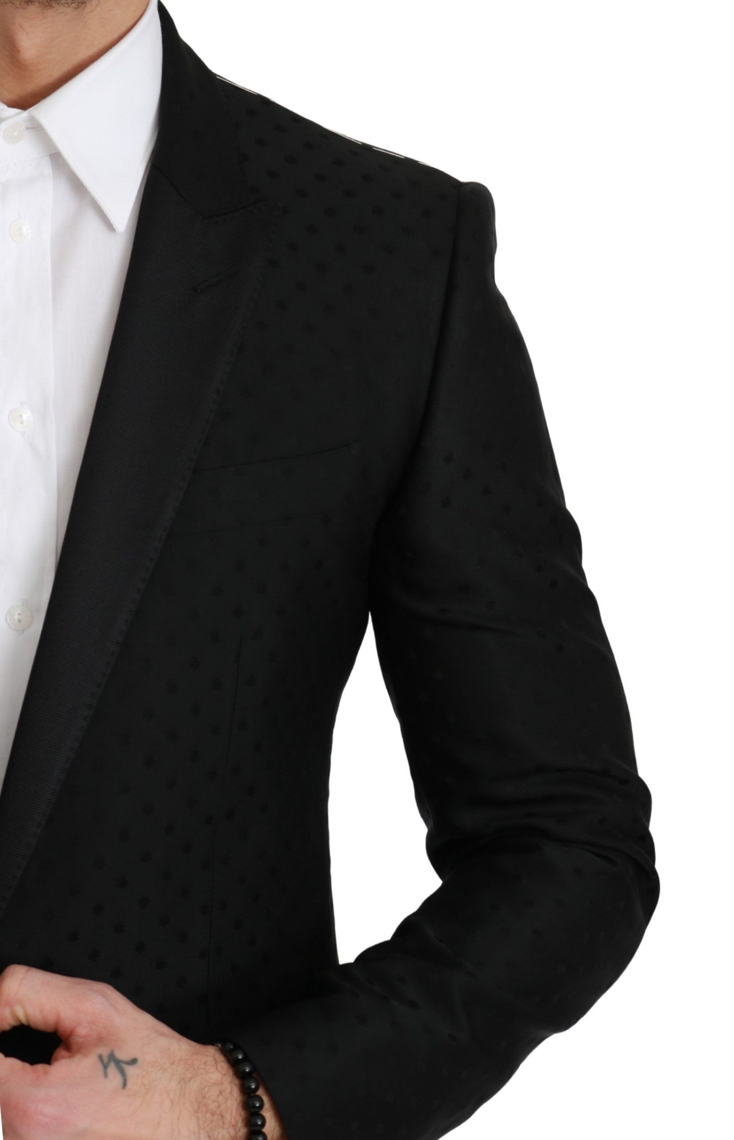 Dolce & Gabbana Elegant Black Polka Dotted Wool Blend Blazer IT46 / S