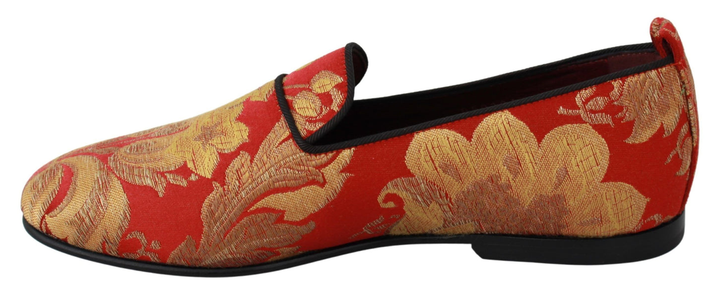 Dolce & Gabbana Rose Gold Brocade Loafers Slide Flats EU39 / US6