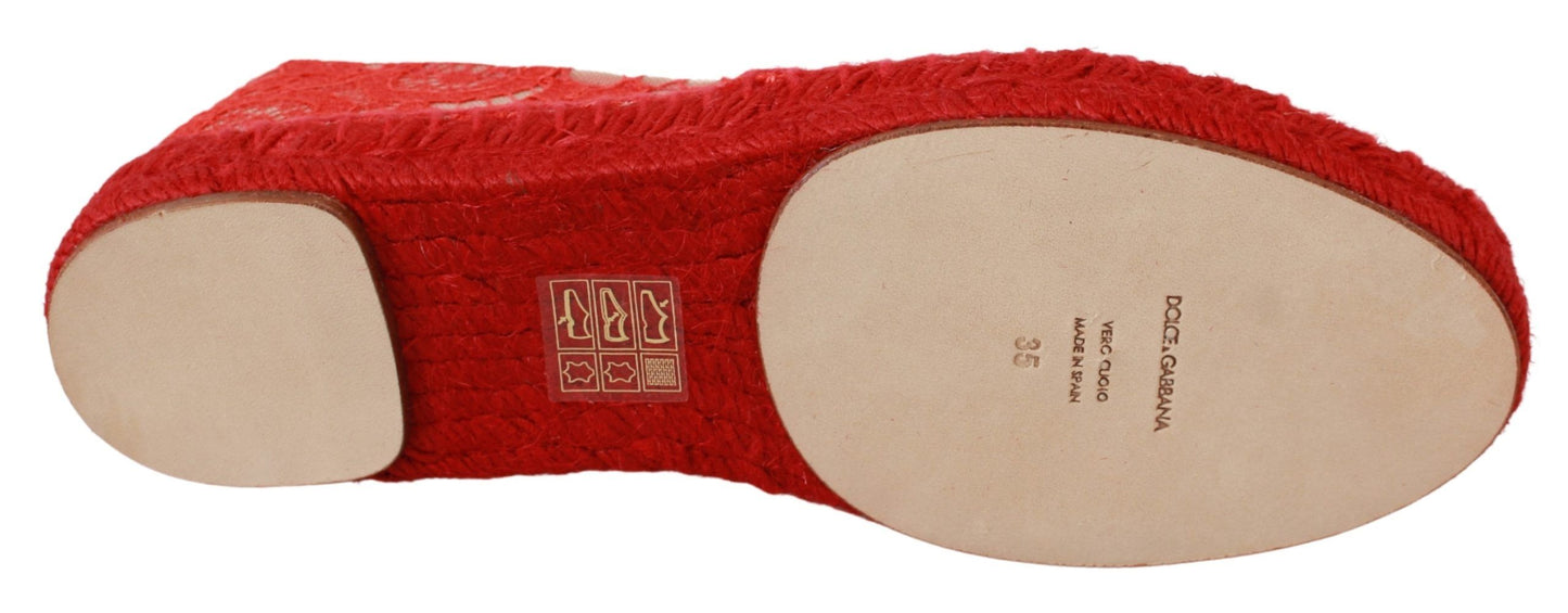 Dolce & Gabbana Red Viscose Espadrilles Flat Shoes EU37 / US6.5