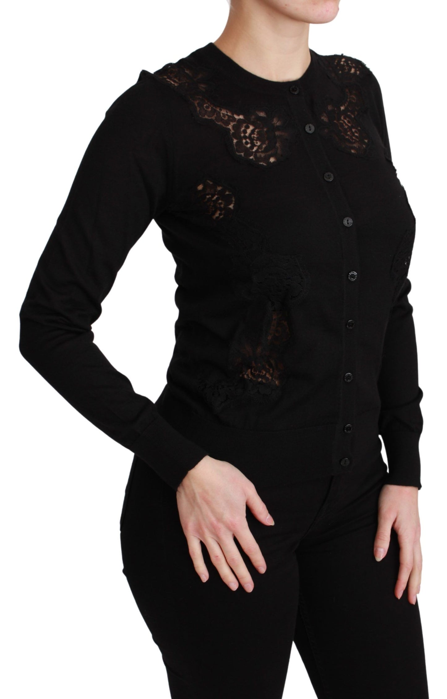 Dolce & Gabbana Elegant Cashmere Silk Blend Lace Cardigan