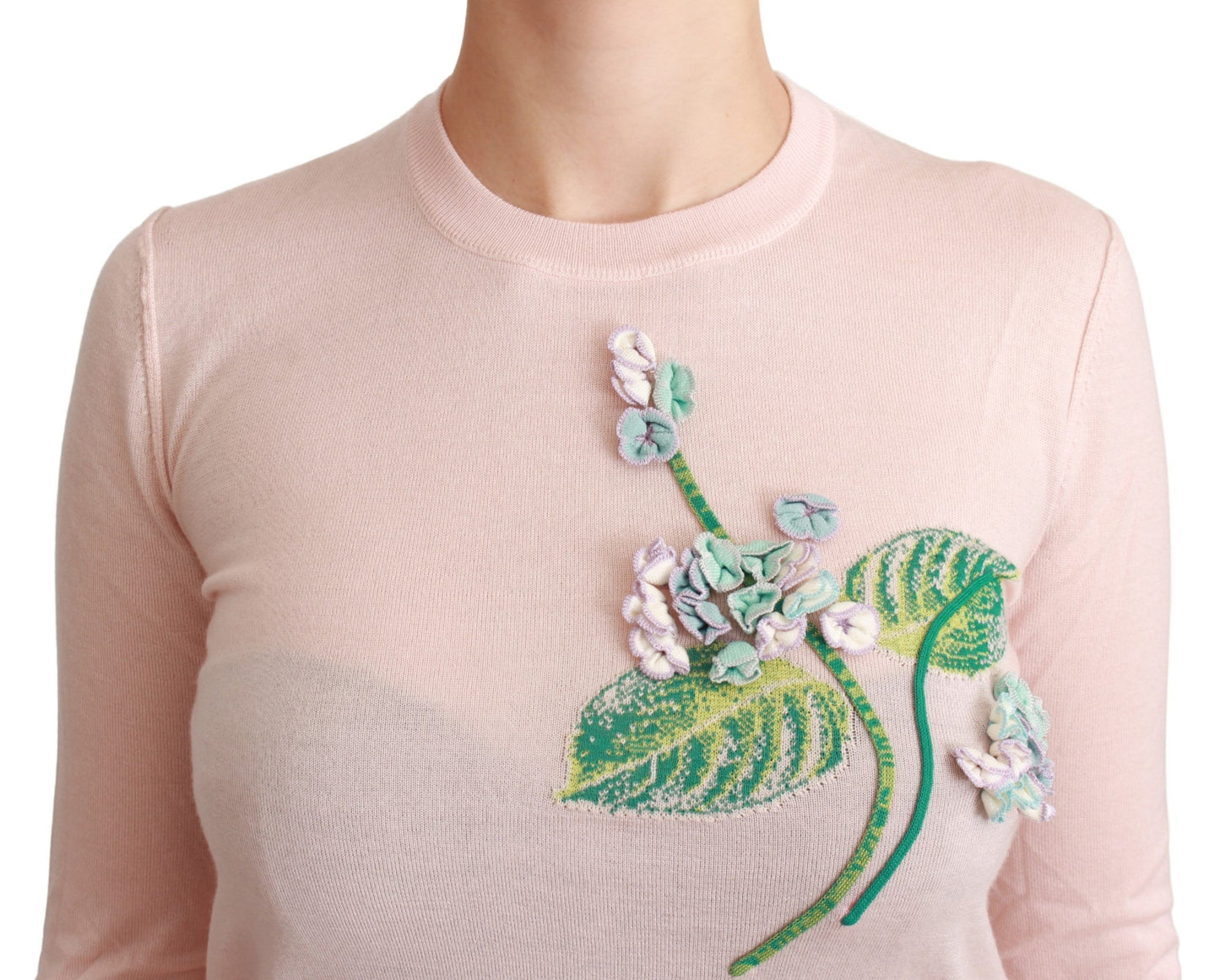 Dolce & Gabbana Silk Blend Floral Embroidered Sweater IT36 / XS