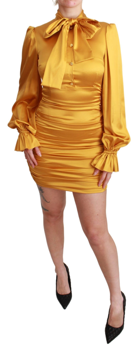 Dolce & Gabbana Radiant Yellow Silk Bodycon Mini Dress IT40 | S