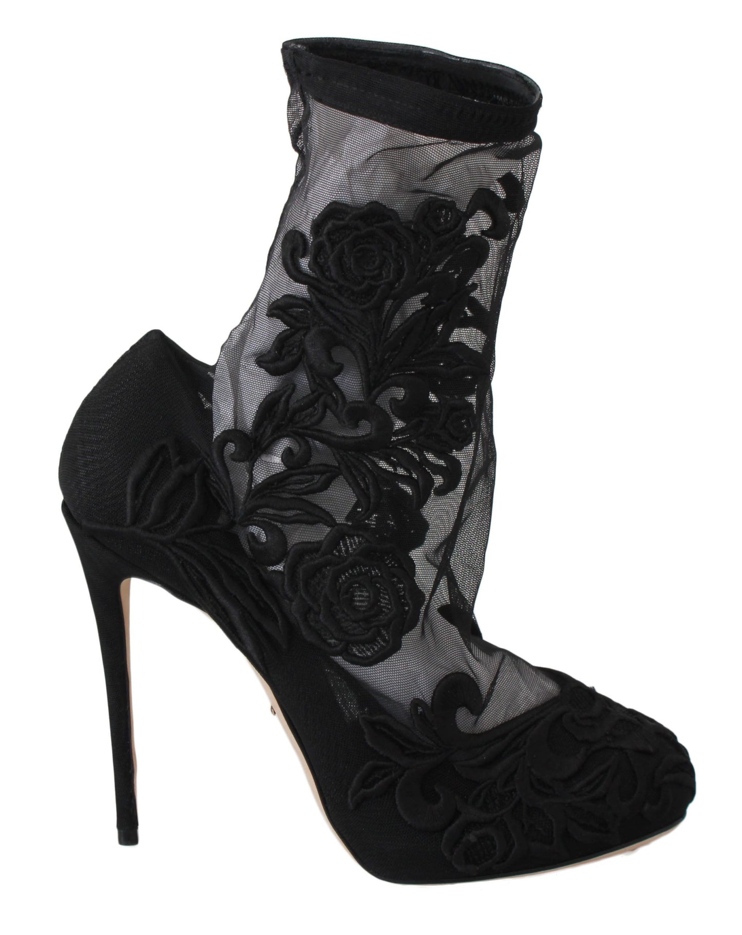 Dolce & Gabbana Embroidered Floral Stiletto Socks Booties EU39 / US8.5