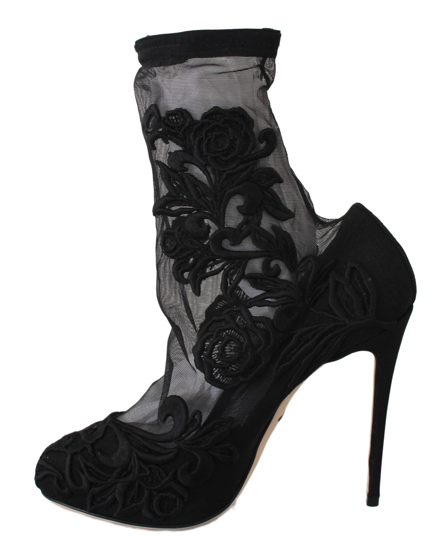 Dolce & Gabbana Embroidered Floral Stiletto Socks Booties EU39 / US8.5