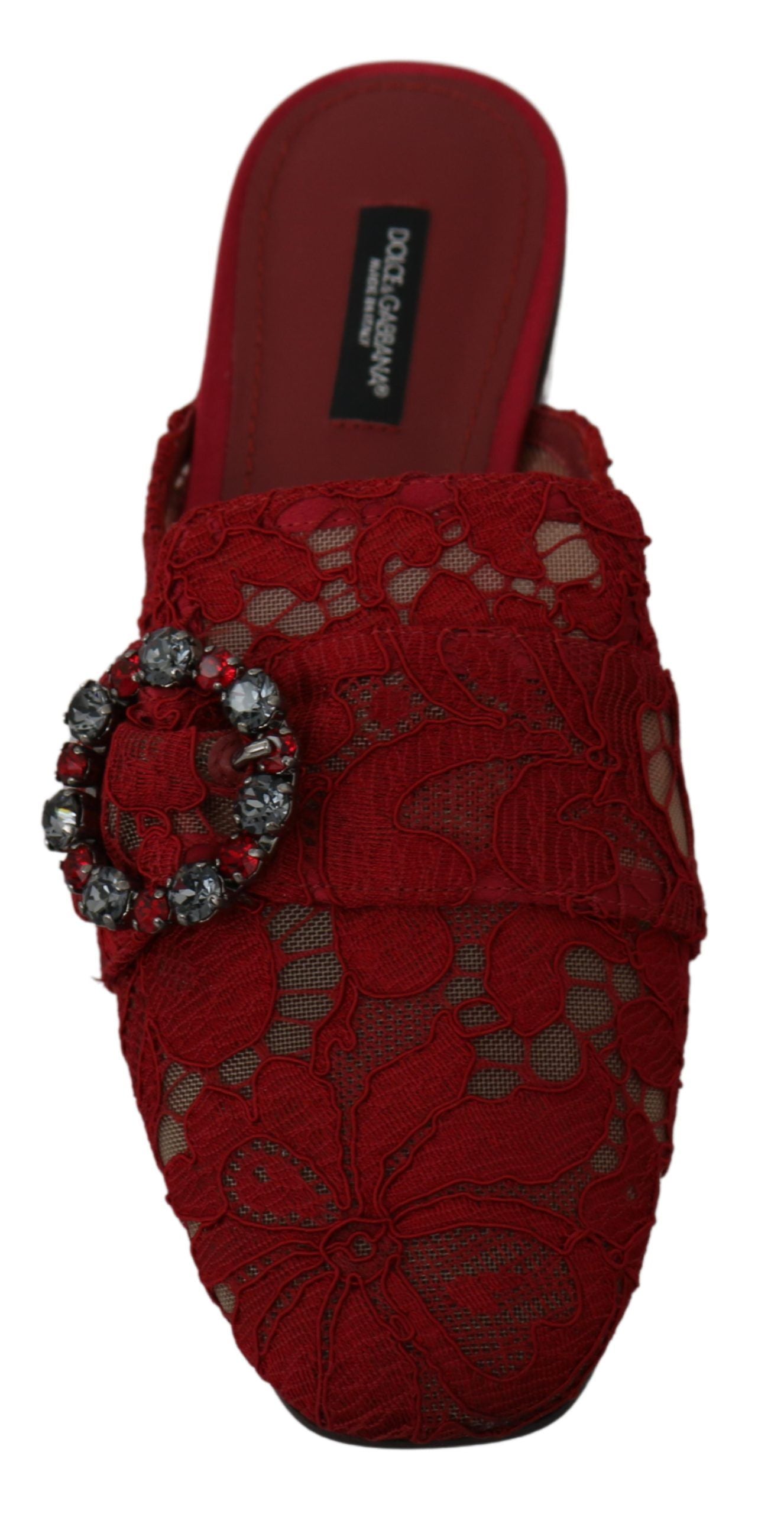 Dolce & Gabbana Radiant Red Slide Flats with Crystal Embellishments EU35 / US4.5