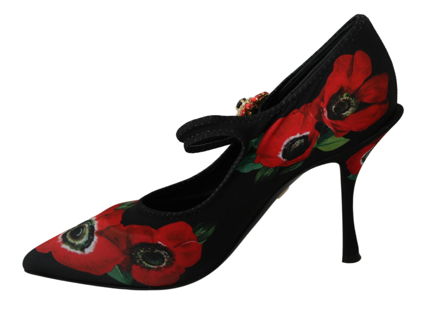 Dolce & Gabbana Floral Mary Janes Pumps with Crystal Detail EU36 / US5.5