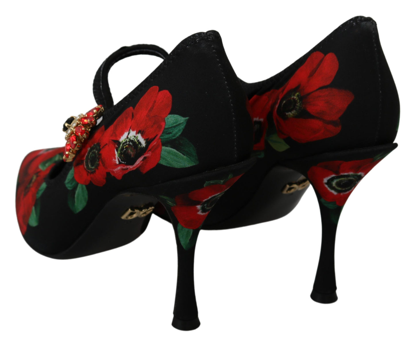 Dolce & Gabbana Floral Mary Janes Pumps with Crystal Detail EU36 / US5.5