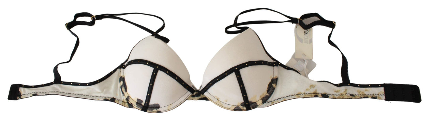 Just Cavalli Elegant White Push-Up Bra With Logo Details IT2 | S