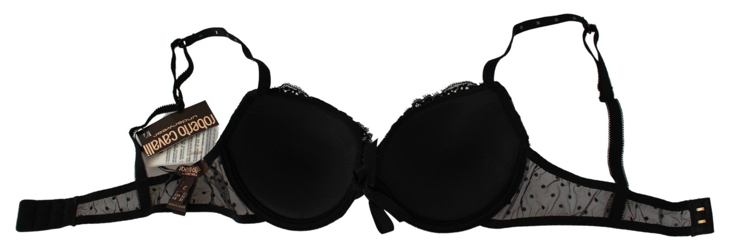 Roberto Cavalli Elegant Black Lace Push-Up Bra IT1 | XS