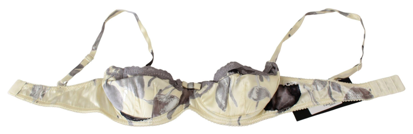 Ermanno Scervino Beige Lace Balconcino Silk Bra IT2 | S