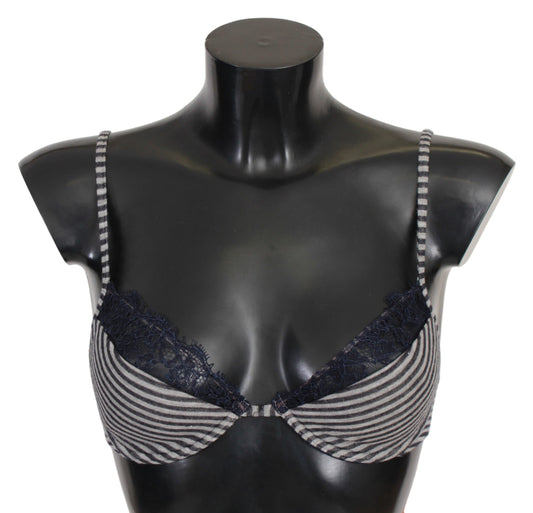 Ermanno Scervino Blue Stripes Lace Reggiseno Bra IT2 | S