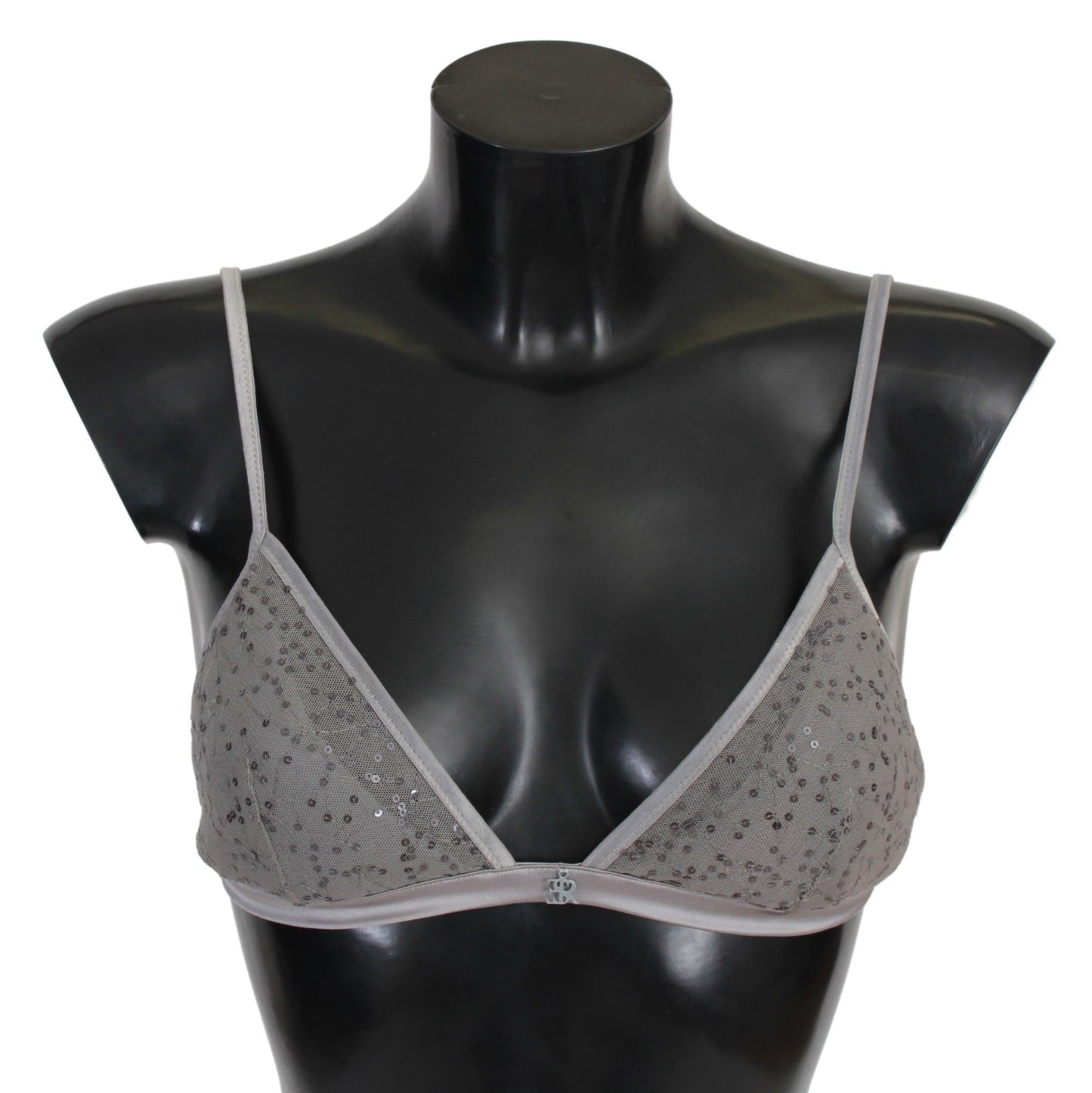 Ermanno Scervino Sequined Gray Triangolo Bra Luxury Underwear IT2 | S