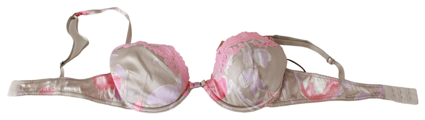 Ermanno Scervino Chic Pink Lace Silk Blend Push Up Bra IT2 | S