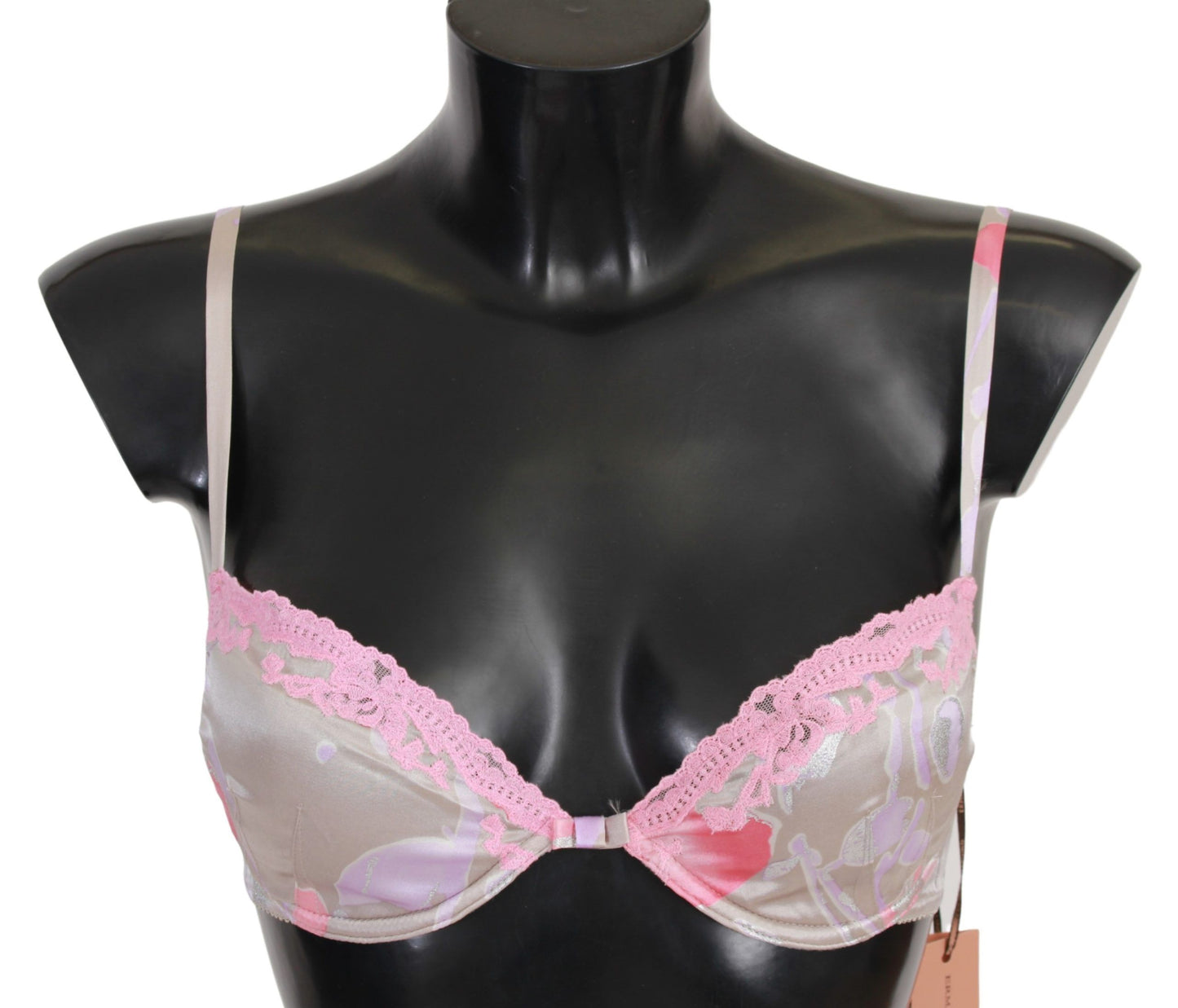 Ermanno Scervino Chic Pink Lace Silk Blend Push Up Bra IT2 | S