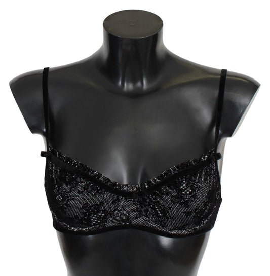 Ermanno Scervino Sleek Black Mesh Balconcino Bra IT2 | S