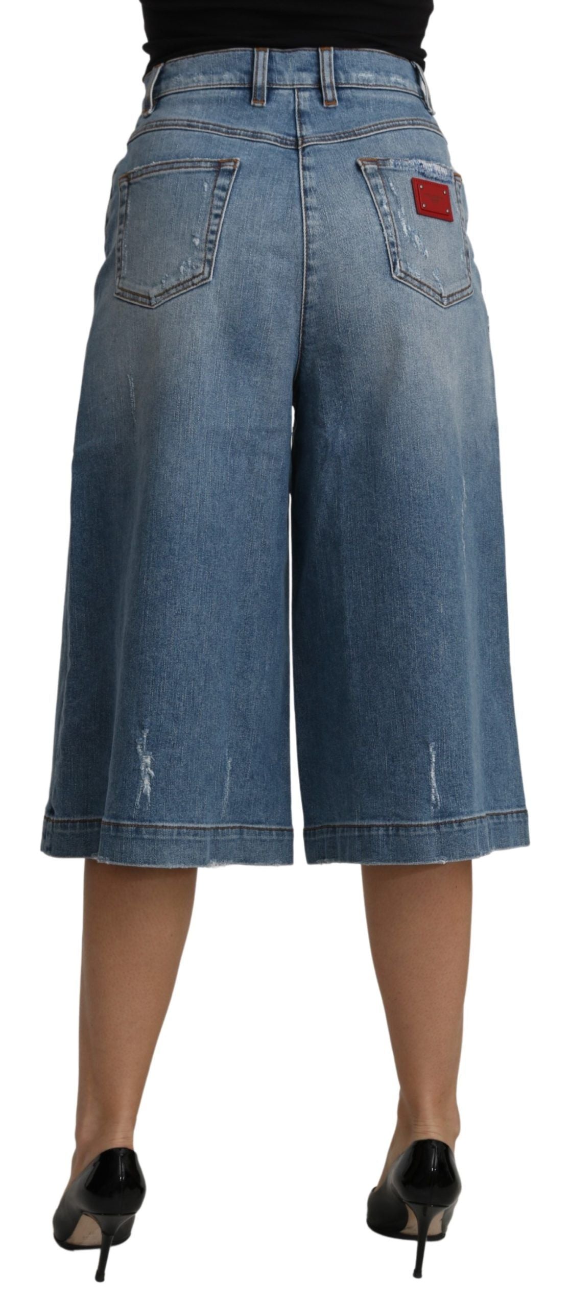 Dolce & Gabbana Elegant Wide Leg Cropped Denim Trousers IT40 | S