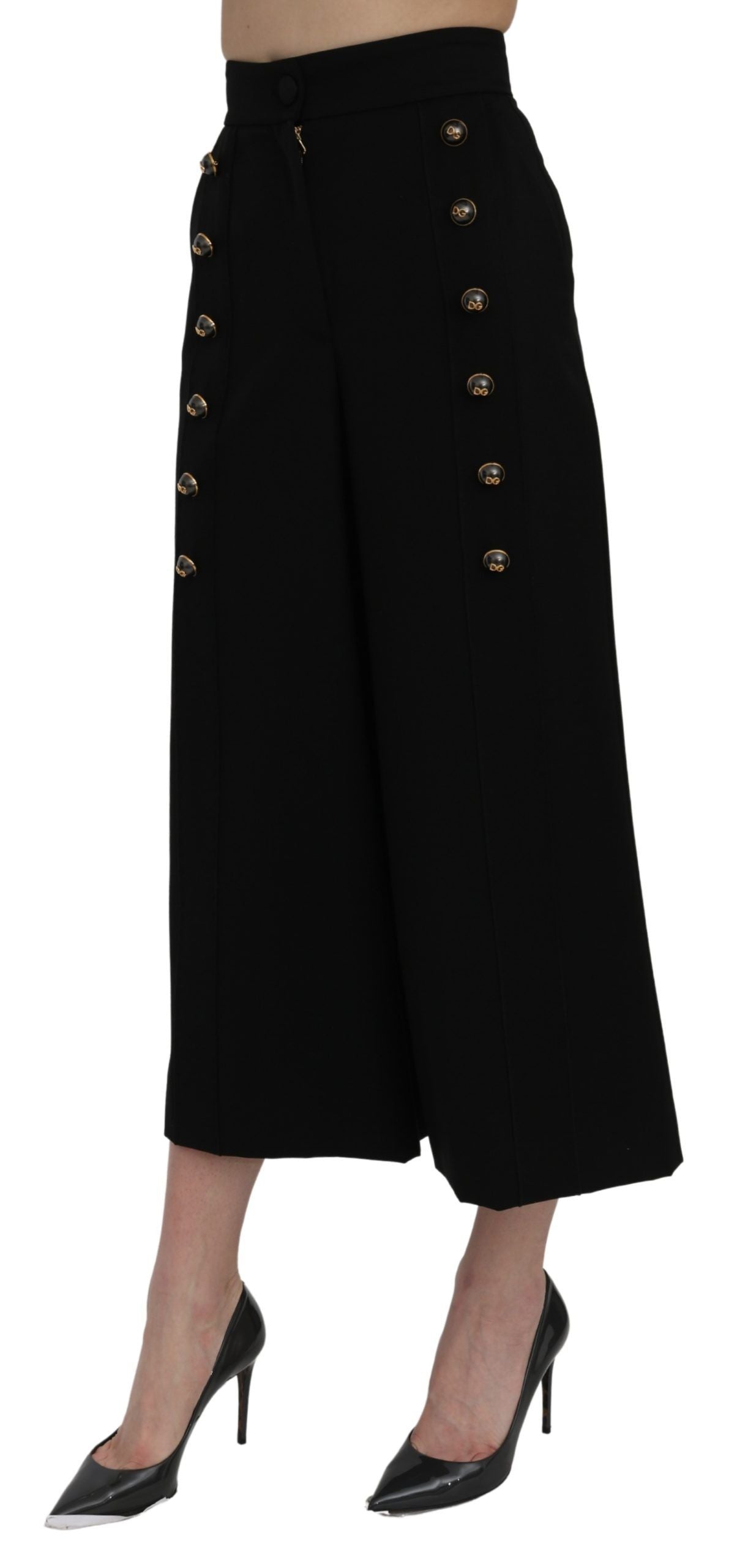 Dolce & Gabbana Elegant High Waist Wide Leg Wool Pants IT36 / XS